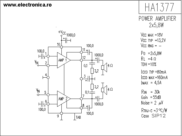 HA1377 power audio amplifier schematic