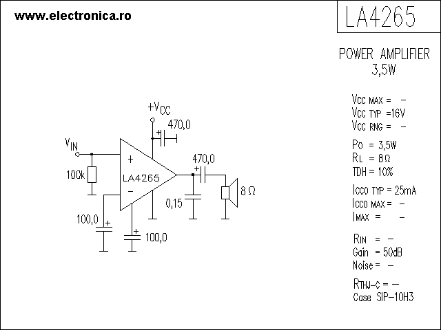 LA4265 power audio amplifier schematic
