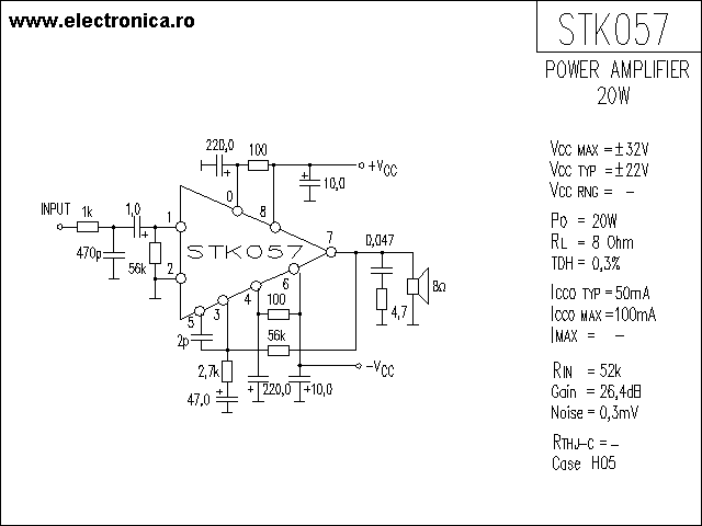 STK057 power audio amplifier schematic