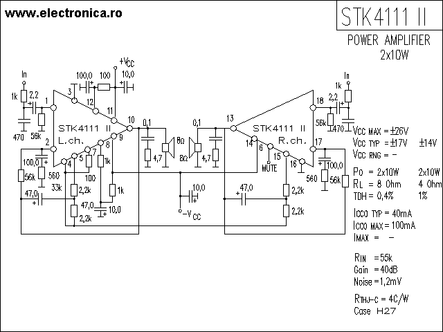 STK4111II power audio amplifier schematic