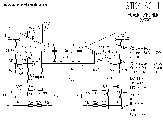 STK4162II power audio amplifier schematic