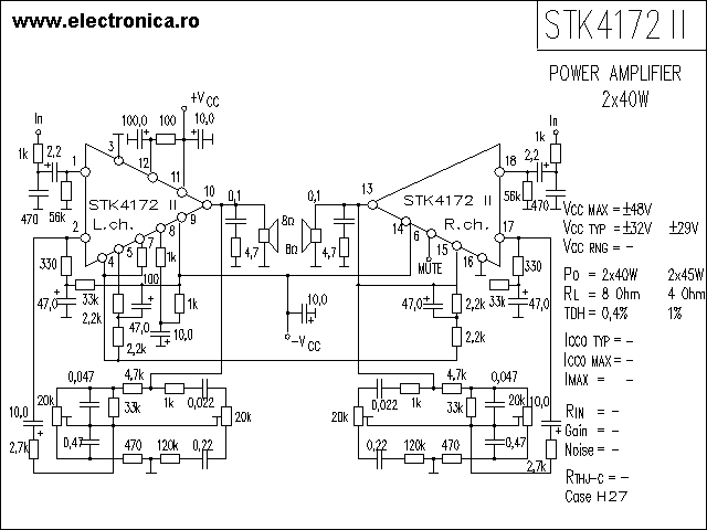 STK4172II power audio amplifier schematic