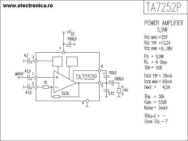 TA7252P power audio amplifier schematic